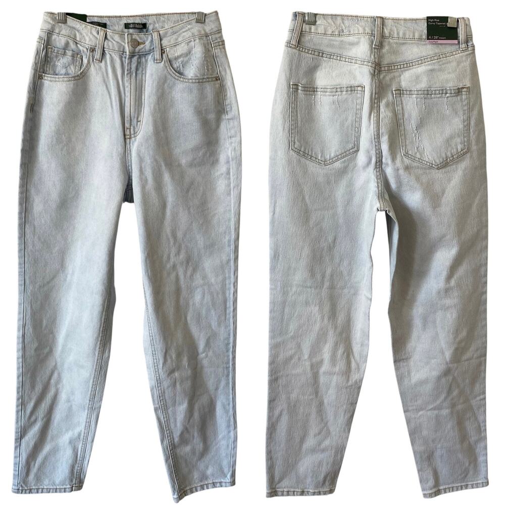 NEW WILD FABLE High Rise Curvy Tapered Denim Jeans Light Blue Wash Size 4
